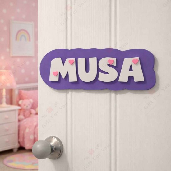 CloudCharm Hearts Personalized Name Plaque