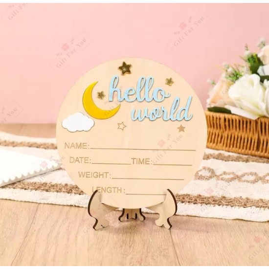 Hello World Personalized Baby Birth Sign Hello World Personalized Baby Birth Sign
