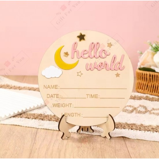 Hello World Personalized Baby Birth Sign Hello World Personalized Baby Birth Sign