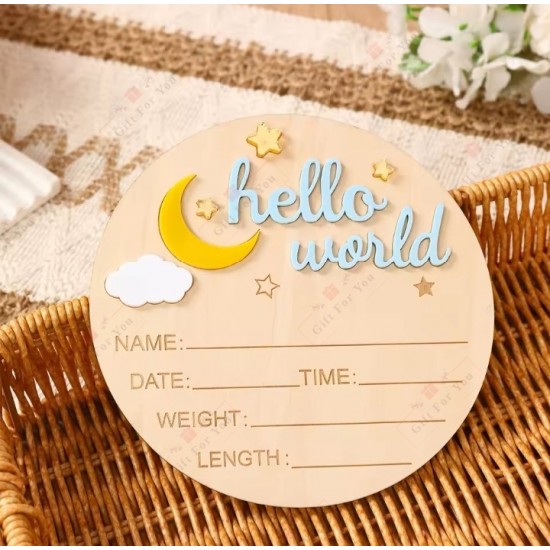 Hello World Personalized Baby Birth Sign Hello World Personalized Baby Birth Sign