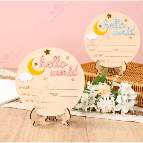 Hello World Personalized Baby Birth Sign