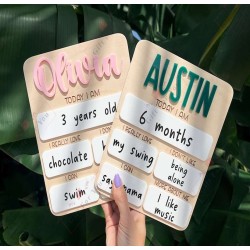 Personalized Baby Milestone Board – Reusable Wooden Growth & Memory Plaque