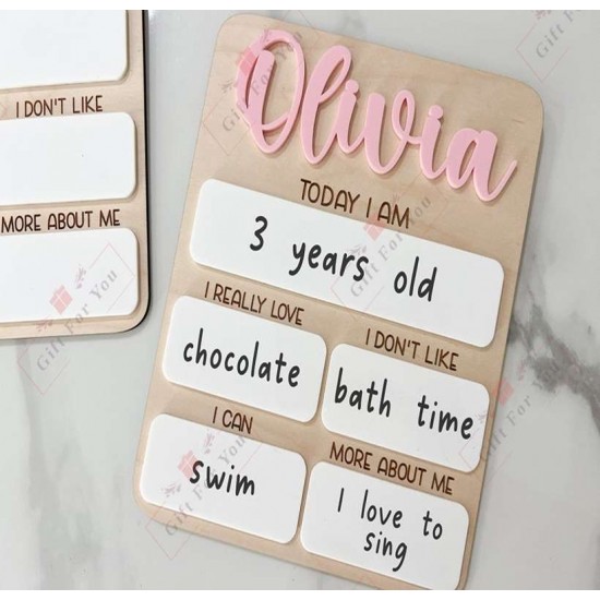 Personalized Baby Milestone Board – Reusable Wooden Growth & Memory Plaque