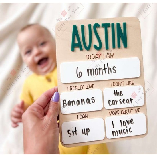 Personalized Baby Milestone Board – Reusable Wooden Growth & Memory Plaque