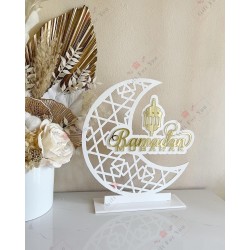 Ramadan Mubarak with Crescent Plaque - Table Décor Ramadan Mubarak with Crescent Plaque - Table Décor